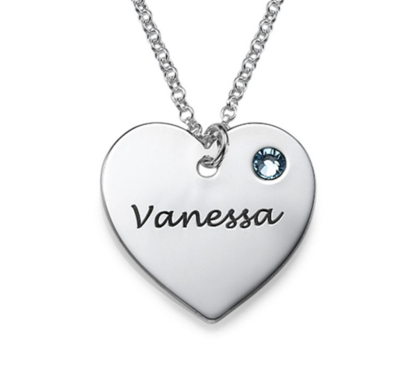 Pendentif Coeur Personnalisé avec Pierre de Naissance – Image 3